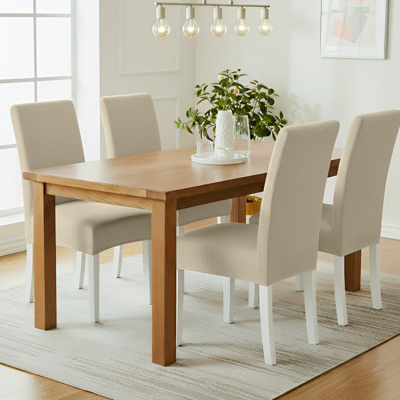 Anyseat Beige Corn Waterproof Chair Cover – Corn Kernel Pattern Stretch Slipcover for Dining Room