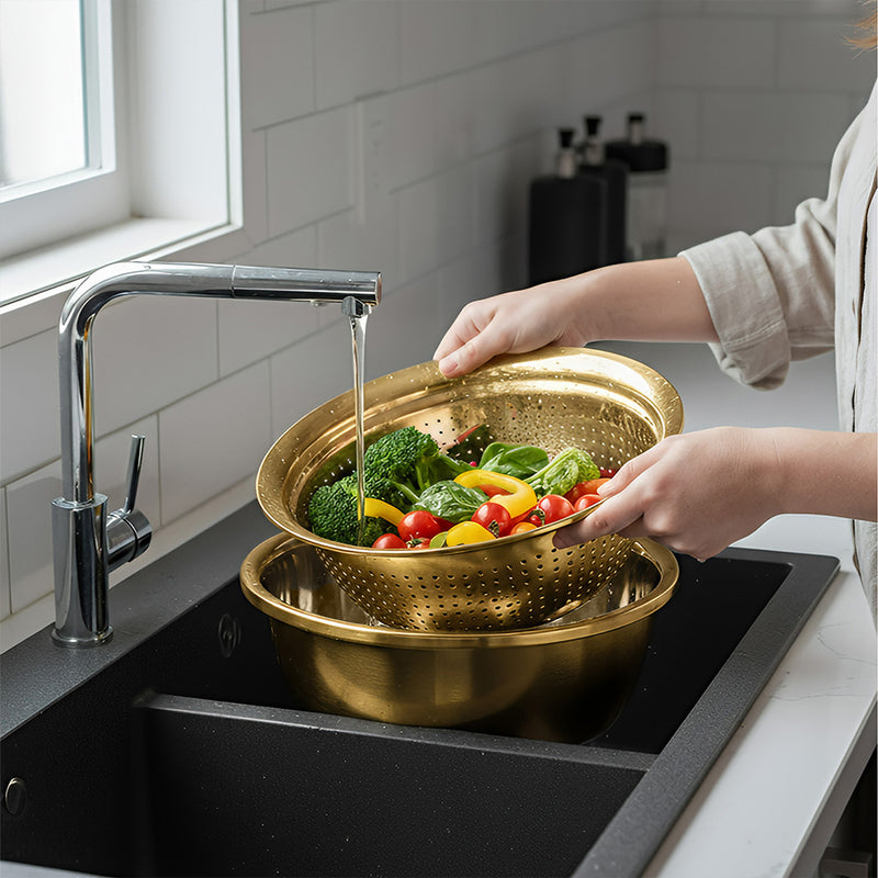 Anygleam Gold Stainless Steel Food Slicer – Multi-Function Kitchen Tool for Effortless Fruit & Vegetable Prep