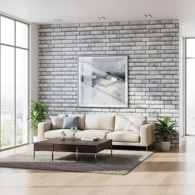 ANYHOUZ 10pcs Vinyl Wall Tile Stone Layered Pattern Waterproof