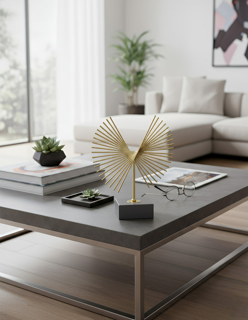 ANYDECO 36cm Luxury Gold Metal Tabletop Home Decor Modern Art Living Room Display House Decorative Crafts Metal Ornaments