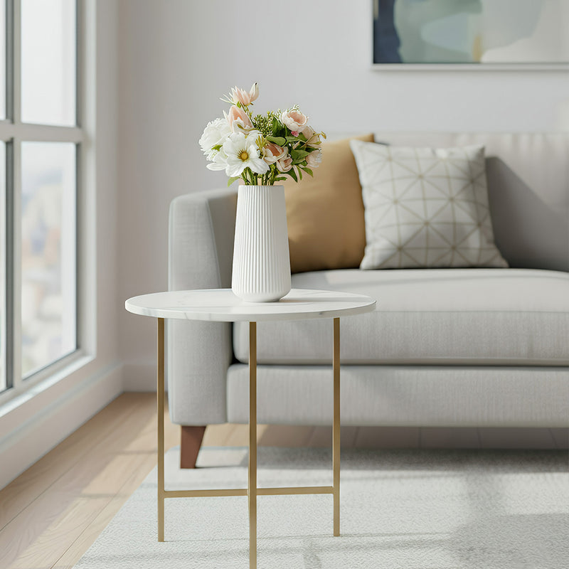 ANYDECO Flower Vase White Large Ribbed Nordic Style Pot Living Room Decor