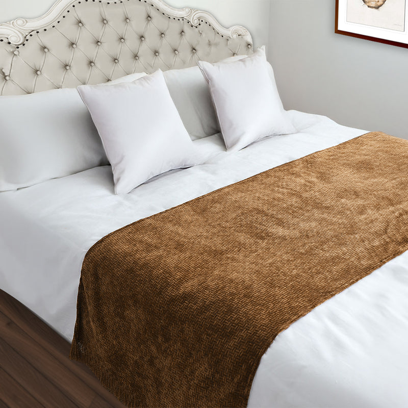 70cm Brown Vintage Bed Scarf Runner Bedding Tail Pad Flag For Home Hotel 3Pcs Set