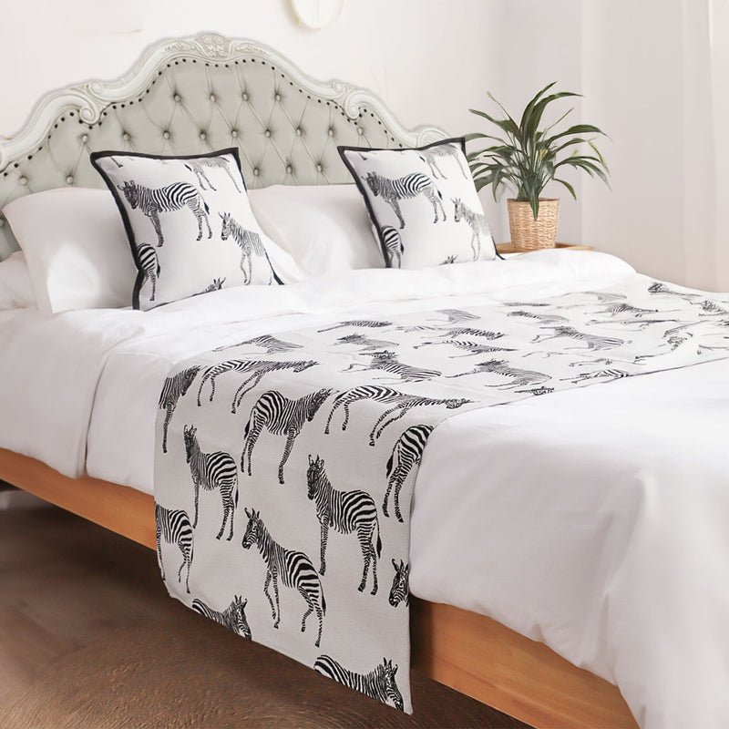1.5m Bed Light Luxury Zebra Vintage Bed Scarf Runner Bedding Tail Pad Flag For Home Hotel 3Pcs Set