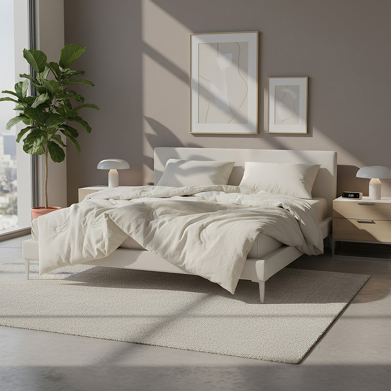 ANYHOUZ Duvet Cover Beige Quilted Ultra Soft Bed Comforter 150X200cm