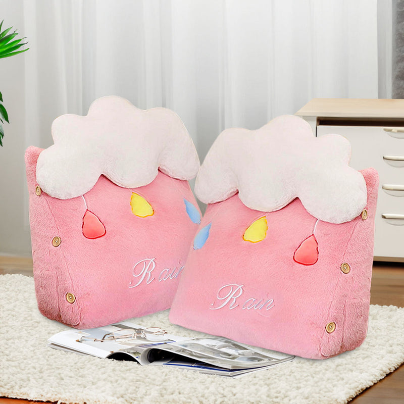 Anyseat Seat Cushion 2PC Pink Cute Cloud Soft Leaning Lumbar Wedge Pillow Bedside Plush Home Decor