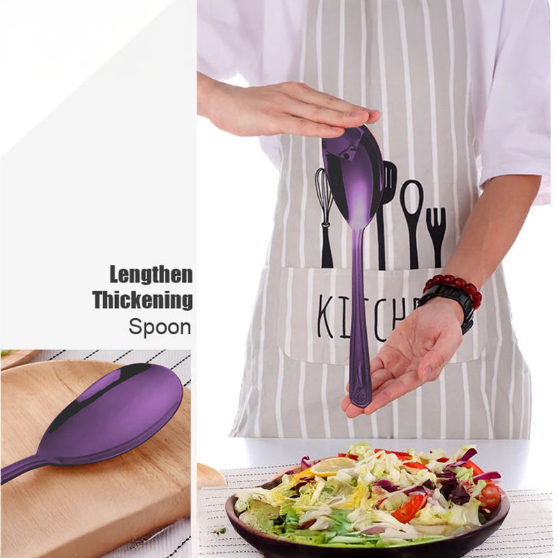 Anygleam Purple Giant Spoon & Fork Set – 2-Piece Stainless Steel