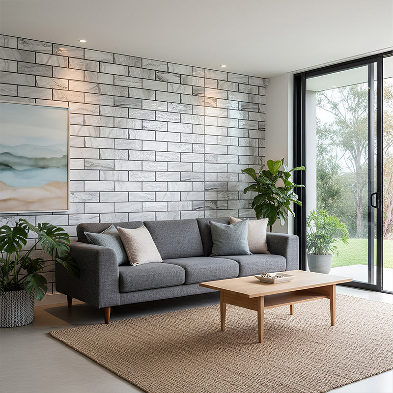 ANYHOUZ 10pcs Self Adhesive Vinyl Wall Tile Grey Marble Waterproof