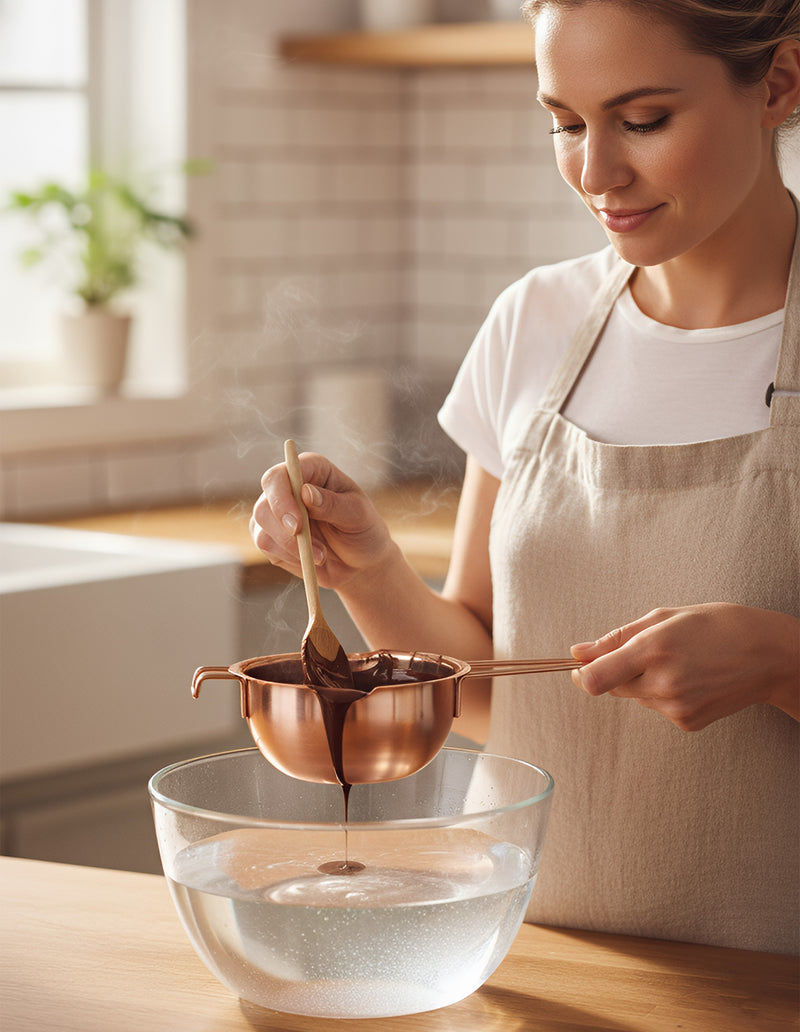 Anygleam Melting Pot 2Pcs Rose gold Chocolate Melt Cookware Kitchen Heating Container Milk Bowl Baking Tool Kitchenware