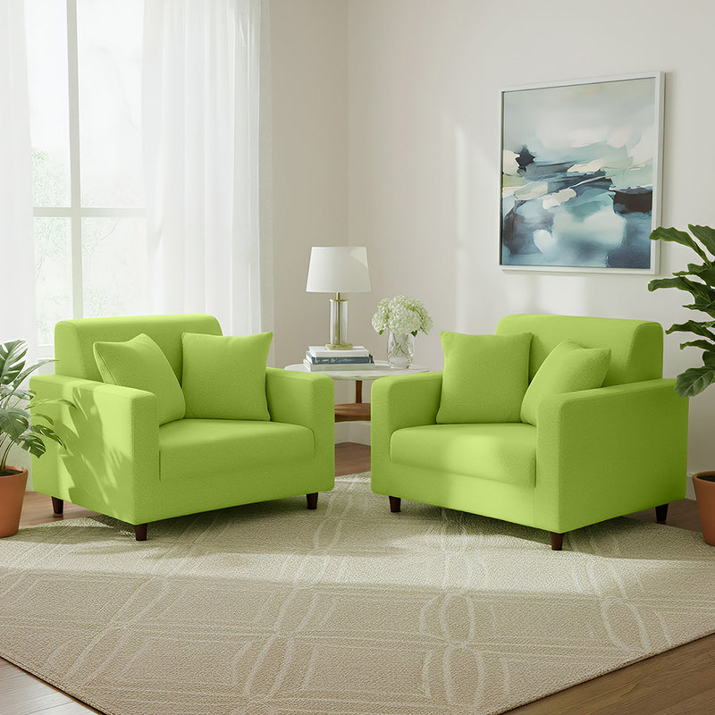 Anyhouz 1 Seater Sofa Cover Plain Apple Green Style and Protection For Living Room Sofa Chair Elastic Stretchable Slipcover
