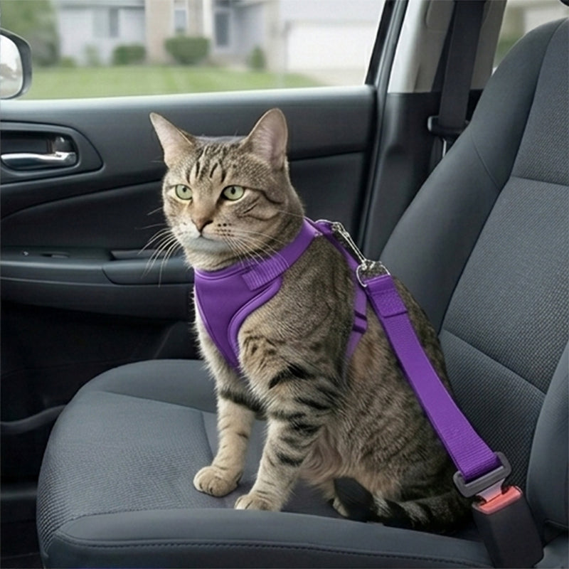 Adjustable Purple Pet Car Seat Belt – Safety Harness for Dogs & Cats