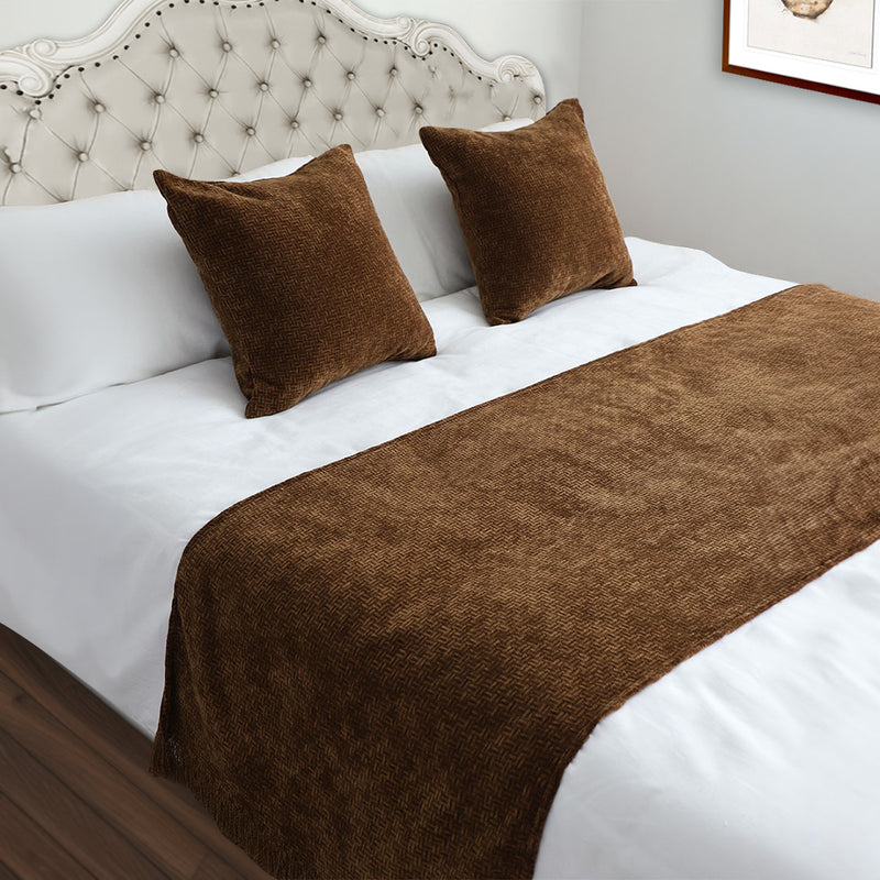 70cm Chocolate Bed Wabi-sabi Elegant Japanese Style for Bed 3Pcs Set