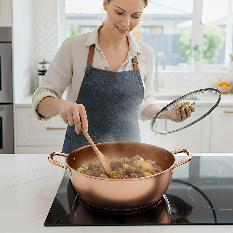 ANYGLEAM Stock Pot Rose Gold Stainless Steel Home Restaurant Cooking Tool Single-Layer Compatible Soup Kitchen Utensils
