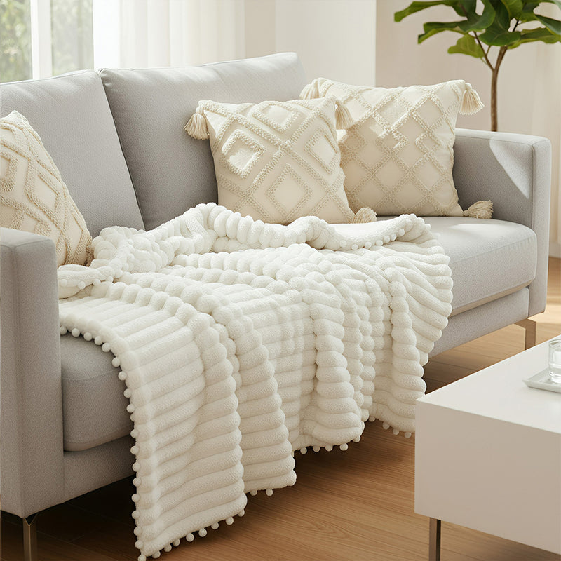 Anycozy Cream White Faux Rabbit Fur Winter Blanket 120x150cm