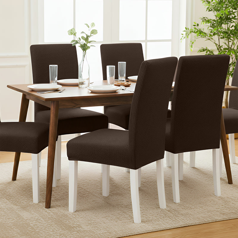 Anyseat Coffee Waterproof Chair Cover – Corn Kernel Pattern Stretch Slipcover for Dining Room