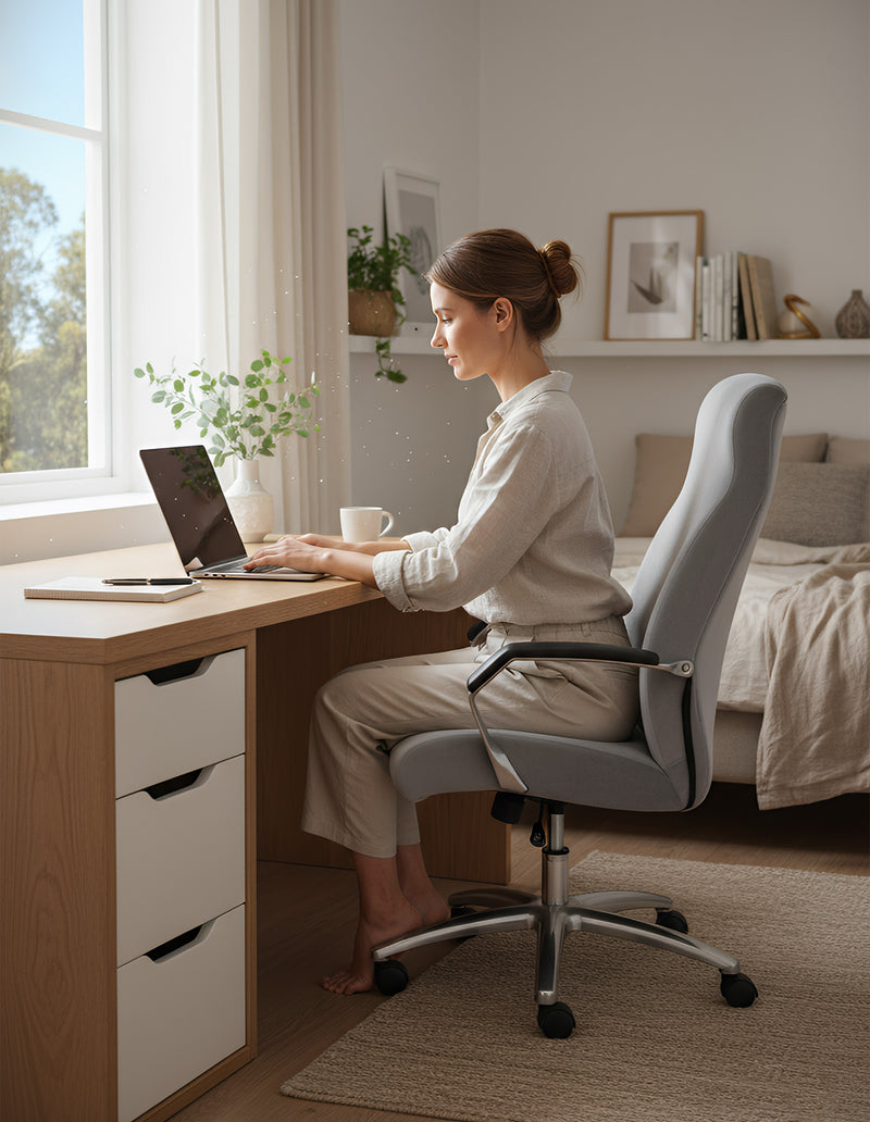 Anyseat Grey Velvet Office Chair Cover – Zippered Stretchable High‑Back Slipcover Protector