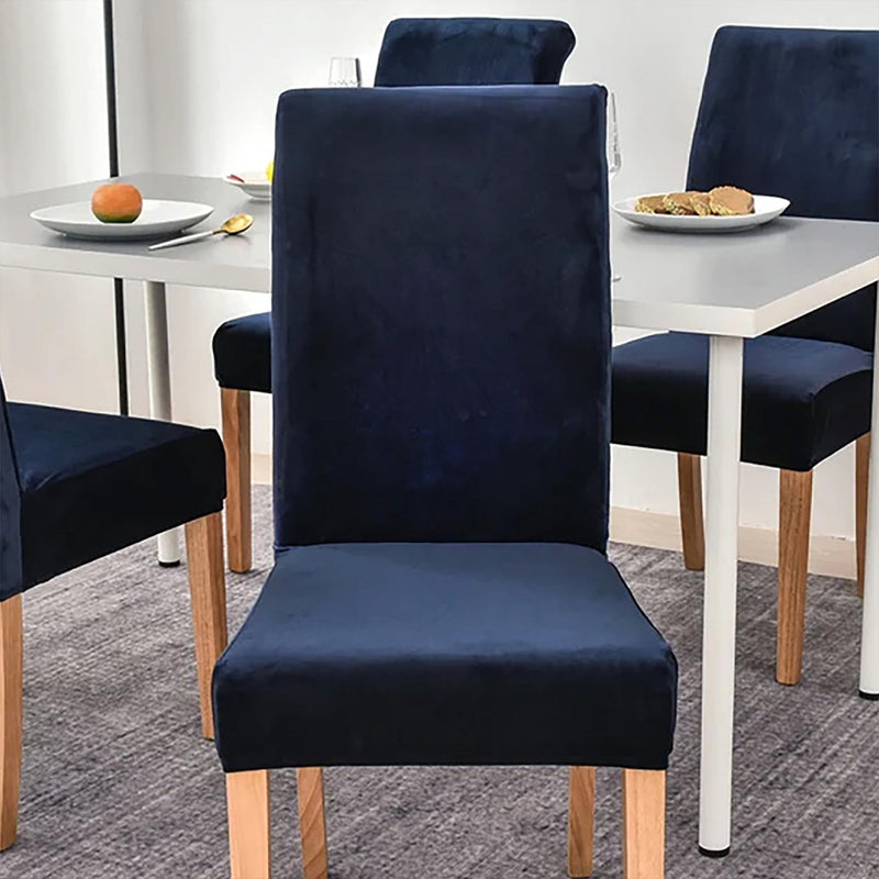 Anyseat Dark Navy Velvet Dining Chair Cover – Plush Stretchable Slipcover for Kitchen & Dining Room Chairs