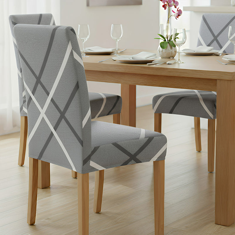 Anyseat Gray Cross Hatch Design Pattern Print Elastic Chair Cover – Plain Dining Slipcover & Home Décor