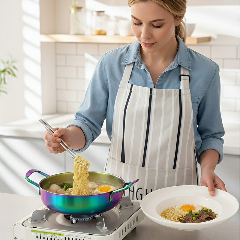 Anygleam Stock Pot Rainbow no.0-S Stainless Steel HotPot Without Lid Single-Layer Cooking Soup Noodle Sea Food Home Kitchen Restaurant Tools