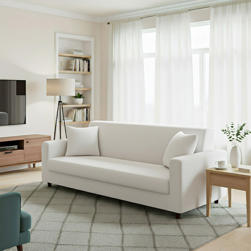 Anyseat 3-Seater Sofa Cover – Plain White Style Slipcover for Living Room Chair Protection