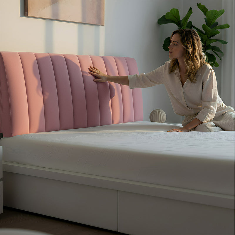 Anycozy Headboard Cover Pink Short Plush Super Soft Smooth Quilted Velvet Bed Back Dust Protector Cover 150x70cm