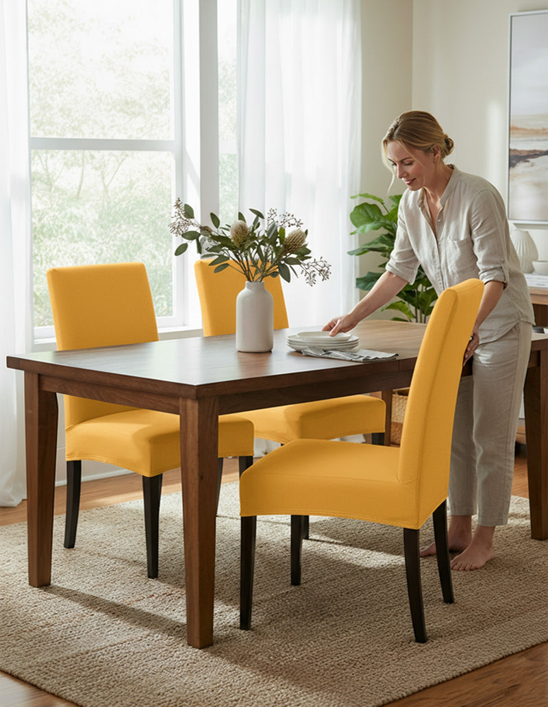 Anyseat Yellow Chair Cover – Waterproof Elastic Slipcover with Anti‑Dirt Protection for Dining Room, Kitchen, Wedding, Hotel, Banquet & Restaurant