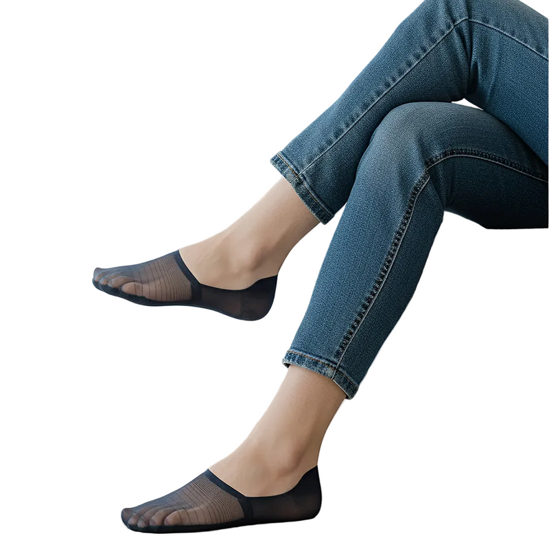 Anyfootwear Unisex No Show Socks 5 Pairs – Thin Invisible Black Ankle Socks Breathable Cotton Size 5–11