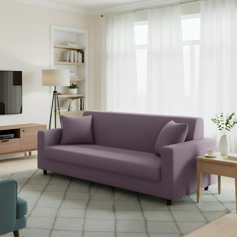 Anyseat 3-Seater Sofa Cover – Plain Purple Style Slipcover for Living Room Chair Protection
