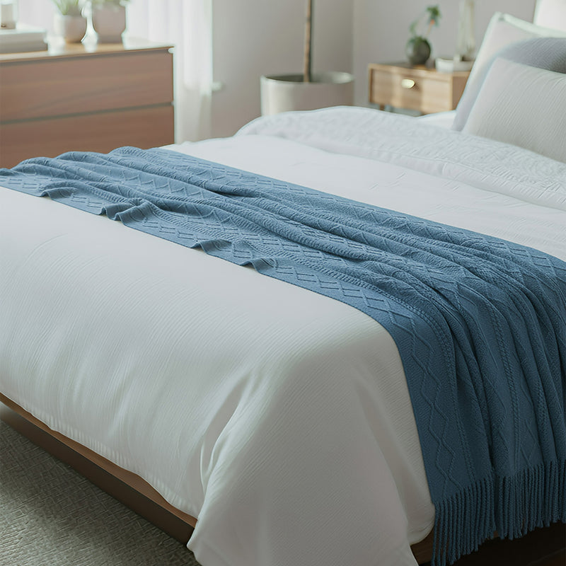 Anycozy Blue Faux Cashmere Throw Blanket Sofa Cover 130x230cm