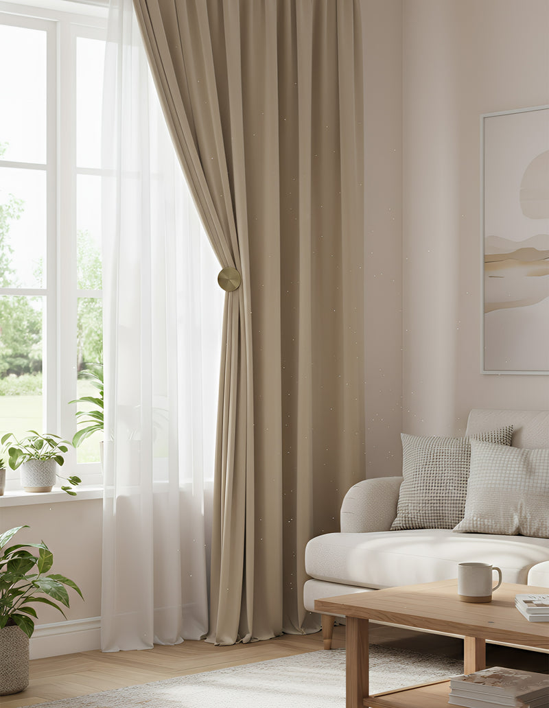 Anydrape Beige Velvet Blackout Curtains – High‑Quality Modern Luxury Drapes for Living Room, Bedroom & Dining Windows