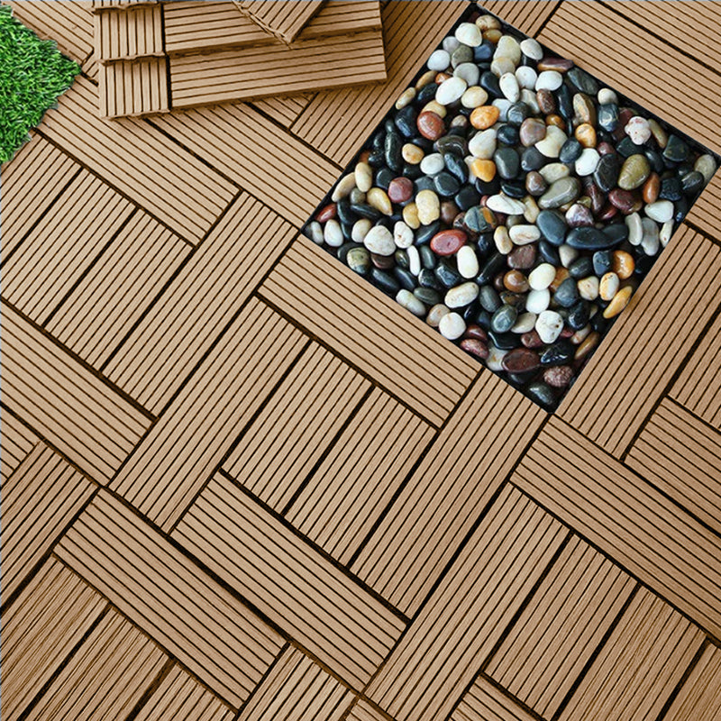 Decking Tiles Coffee 2 Set of 11 PCS DIY Wooden Composite Garden Outdoor Backyard Flooring Home Decor