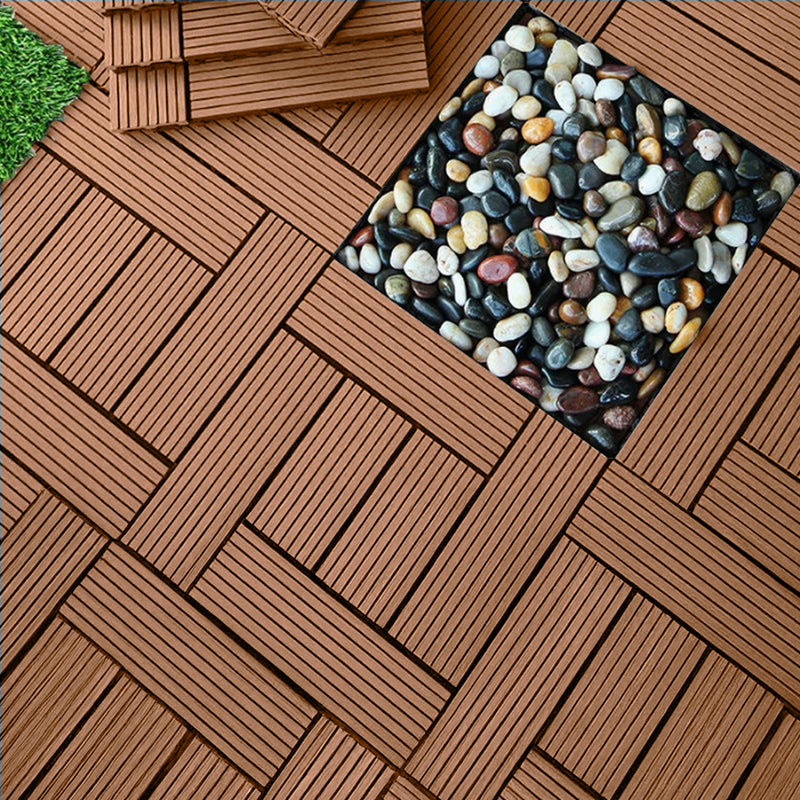 Decking Tiles Red Brown 2 Set of 11 PCS DIY Wooden Composite Garden Outdoor Backyard Flooring Home Decor