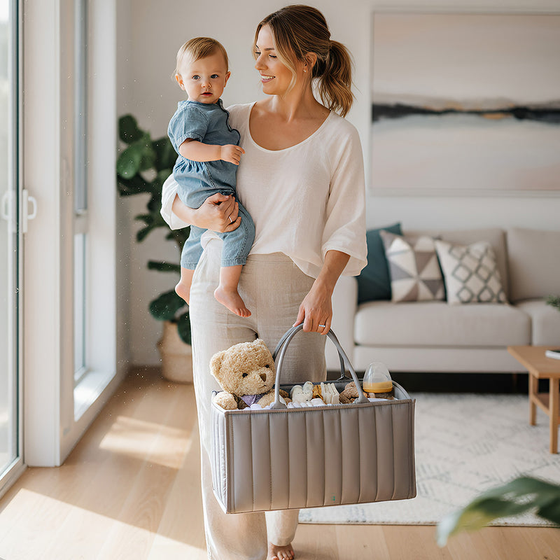 Anysort Mommy Diaper Bag Rectangular Line Pattern Basket Storage Stackers And Caddies Storage Organizer