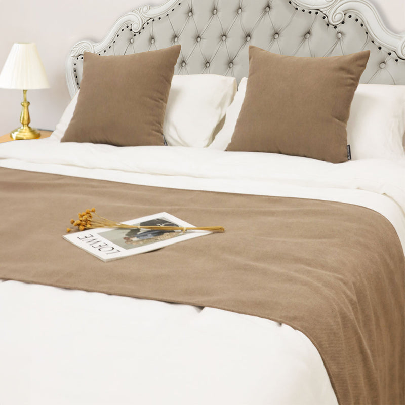 1.5m Bed Light Brown Vintage Scarf Runner Bedding Tail Pad Flag For Home Hotel 3Pcs Set