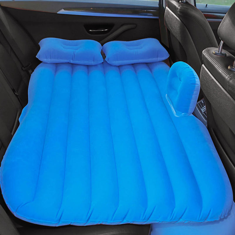 Anypack Blue Stripe Inflatable Car Mattress Portable Camping Rest Air Bed Travel Compact Sleeping Kit Essentials