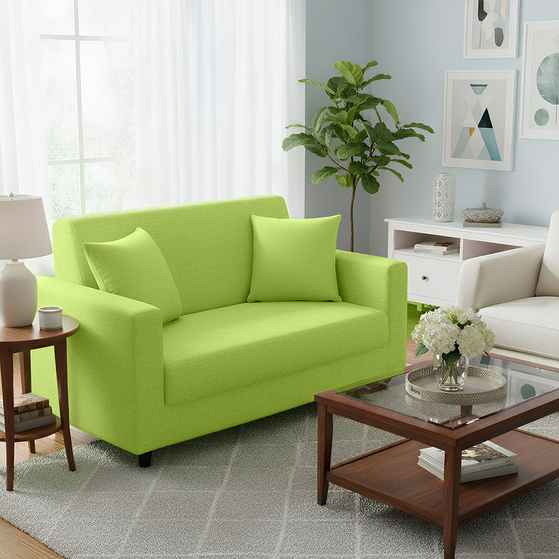 Anyhouz 2 Seater Sofa Cover Plain Apple Green Style and Protection For Living Room Sofa Chair Elastic Stretchable Slipcover
