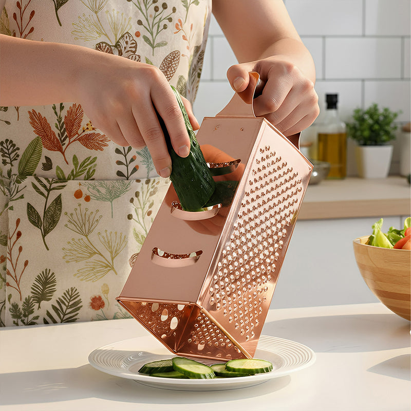 Anygleam Rose Gold Stainless Steel Food Slicer – Multi-Function Kitchen Tool for Fruits, Vegetables & More