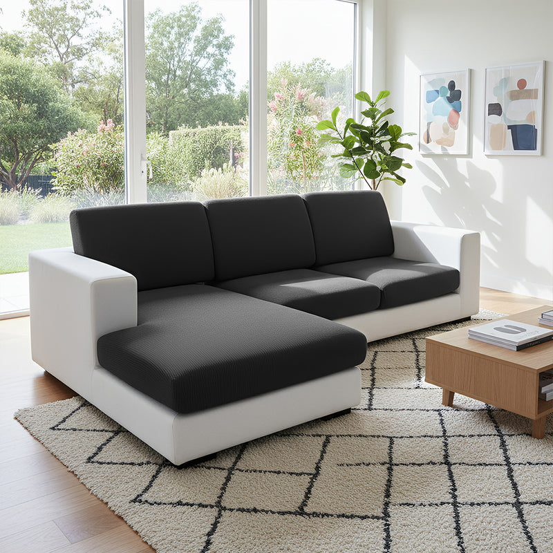 Anyhouz Sofa Cover – Black Polyester, Thick Stretchable, 1Pc Living Room Chair