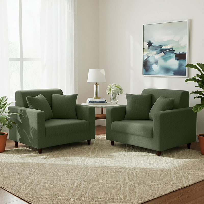 Anyhouz 1 Seater Sofa Cover Plain Army Green Style and Protection For Living Room Sofa Chair Elastic Stretchable Slipcover