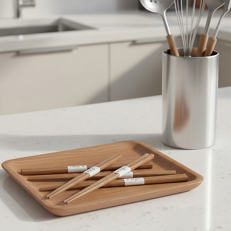 Anygleam Natural Wood Color 5pairs Wooden Sushi Chopsticks Reusable Kitchen Tableware