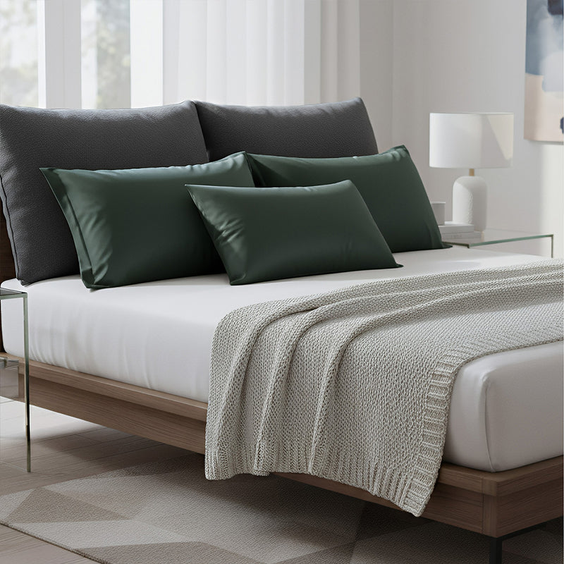 ANYHOUZ Pillowcase 50x90cm Green Pure Real Silk For Comfortable And Relaxing Home Bed