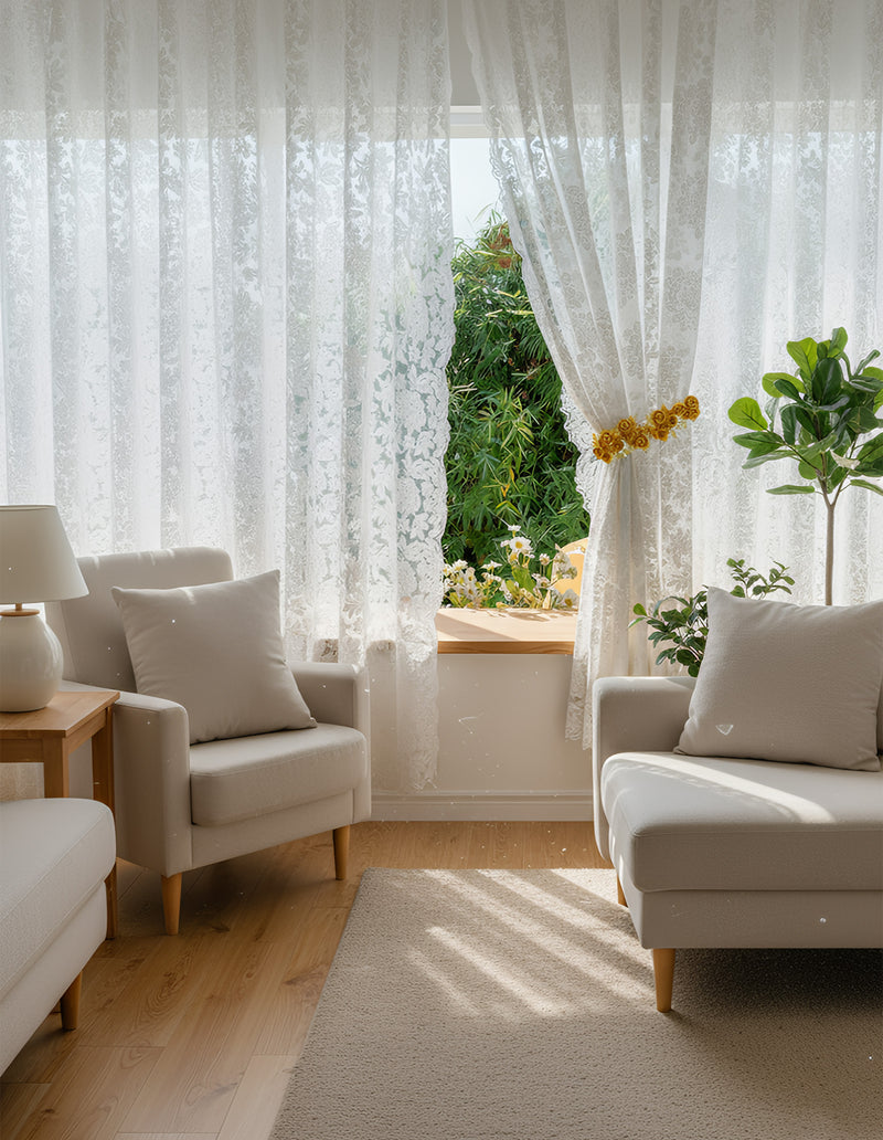 Anydrape Curtain White Rod Pocket Modern Fashionable Embroidered Sheer Curtains