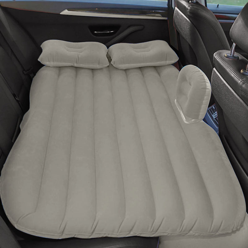 Inflatable Car Mattress Grey StripePortable Camping Rest Air Bed Travel Compact Sleeping Kit Essentials