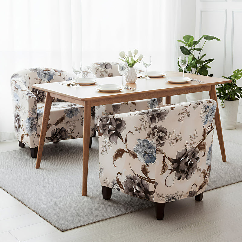 Anyseat Light Beige Floral Chair Cover – Plain Dustproof Tub Slipcover for Home Décor