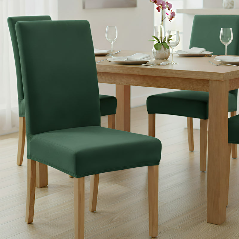 Anyseat Dark Green Velvet Dining Chair Cover – Plush Stretchable Slipcover for Kitchen & Dining Room Chairs