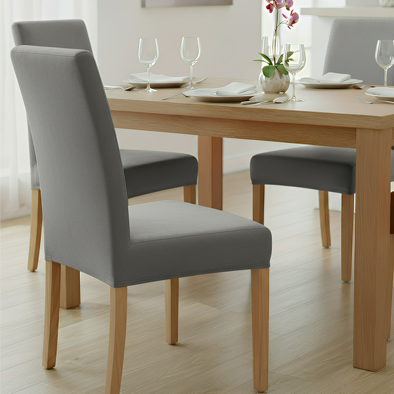 Anyseat Grey Velvet Dining Chair Cover – Plush Stretchable Slipcover for Kitchen & Dining Room Chairs