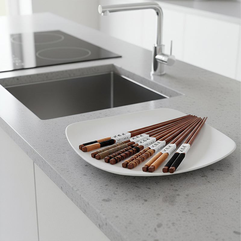Anygleam Brown 6pairs Wooden Chopsticks Reusable Kitchen Tableware
