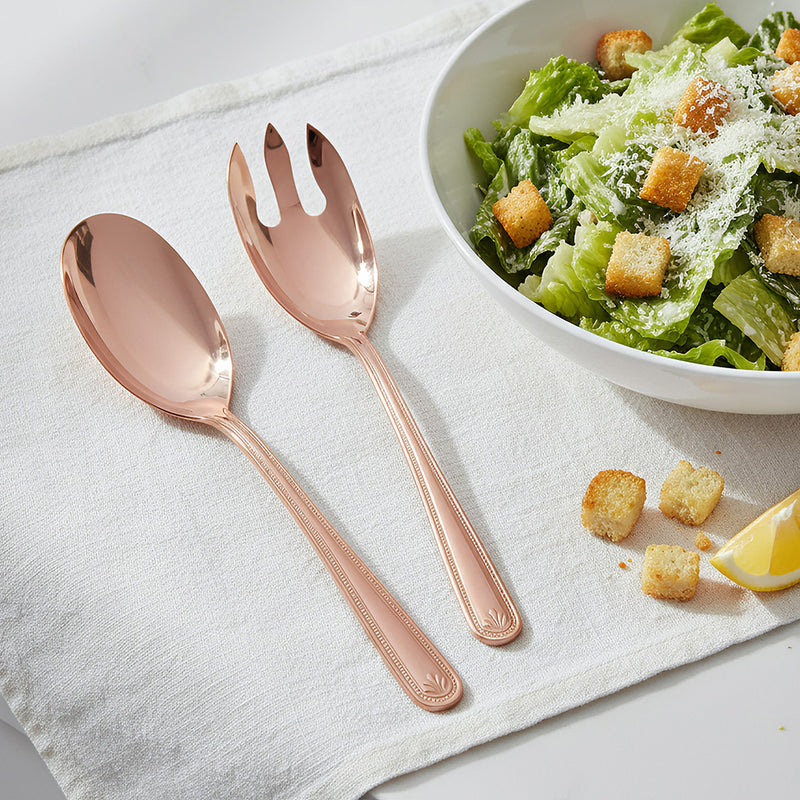 Anygleam Rose Gold Giant Spoon & Fork Set – 2-Piece Stainless Steel