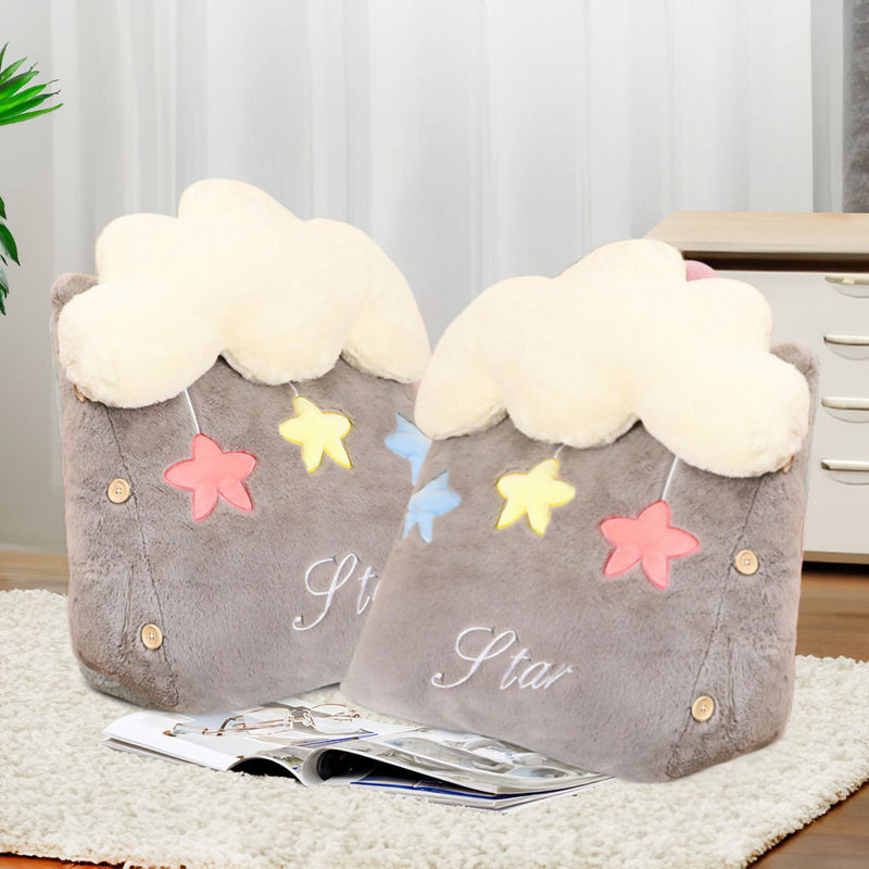 Anyseat Seat Cushion 2PC Grey Cute Cloud Soft Leaning Lumbar Wedge Pillow Bedside Plush Home Decor