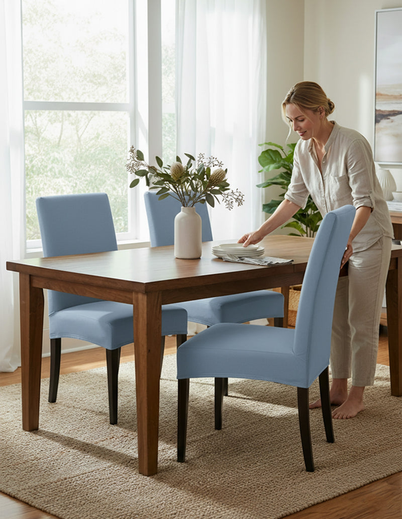 Anyseat Light Blue Chair Cover – Waterproof Elastic Slipcover with Anti‑Dirt Protection for Dining Room, Kitchen, Wedding, Hotel, Banquet & Restaurant