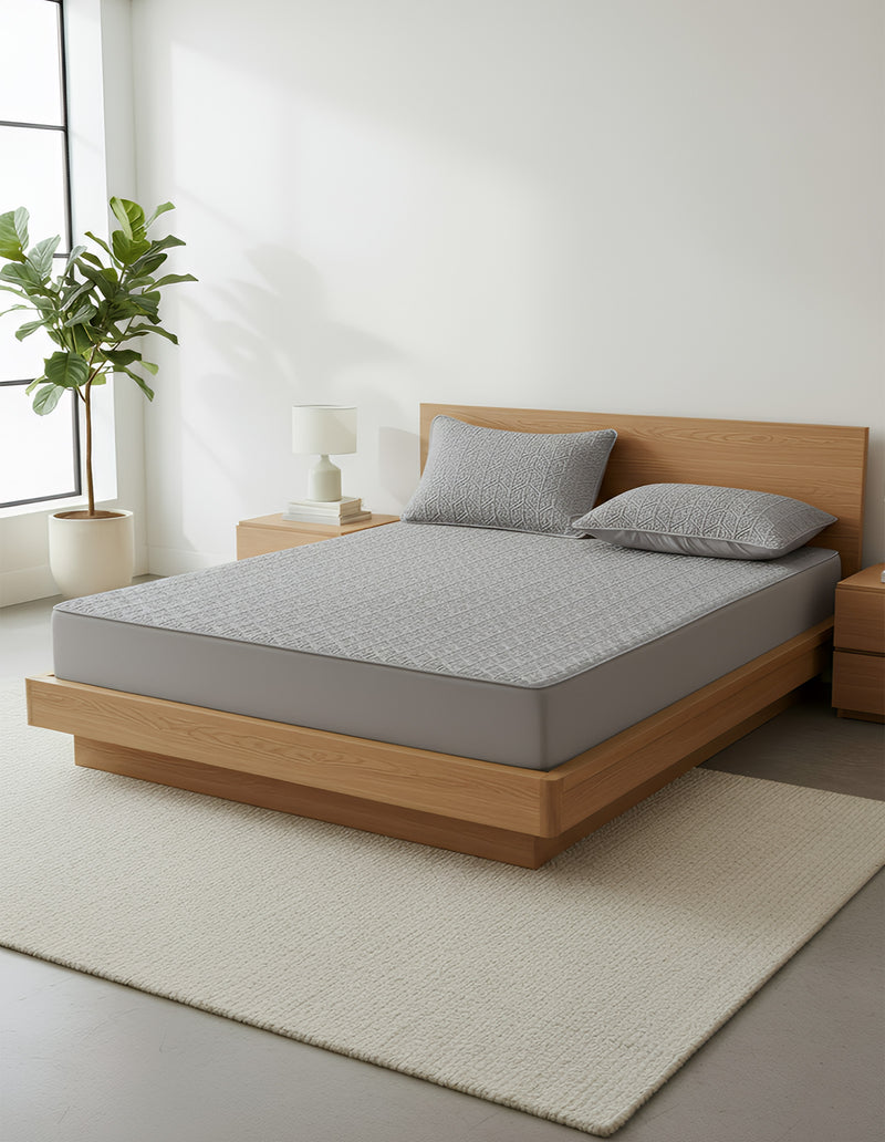 Anycozy Mattress Cover Gray 160x200cm Pure Cotton Soft Quilted Bed Sheet Anti-bacterial Protector Cover